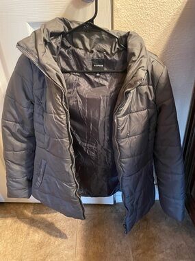 Rampage Shiny Quilted Jacket in Charcoal